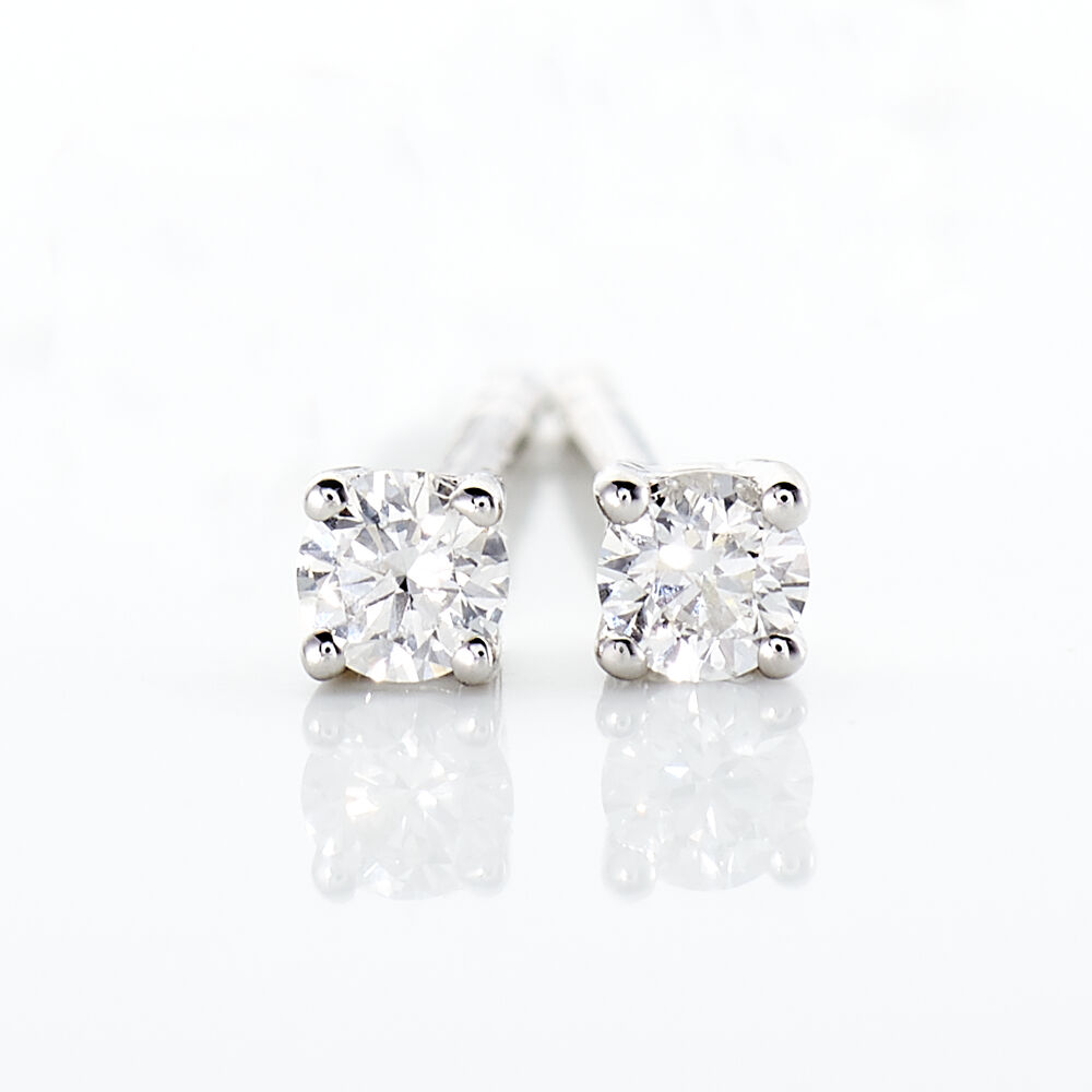 Boucles D'oreilles Puces Victoria Or Blanc Diamant - Puces Femme | Marc Orian