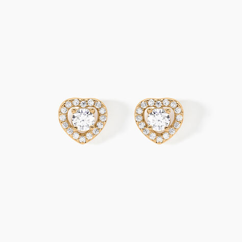 Boucles D'oreilles Puces Alais Plaqué Or Jaune Oxyde De Zirconium - Puces Femme | Marc Orian