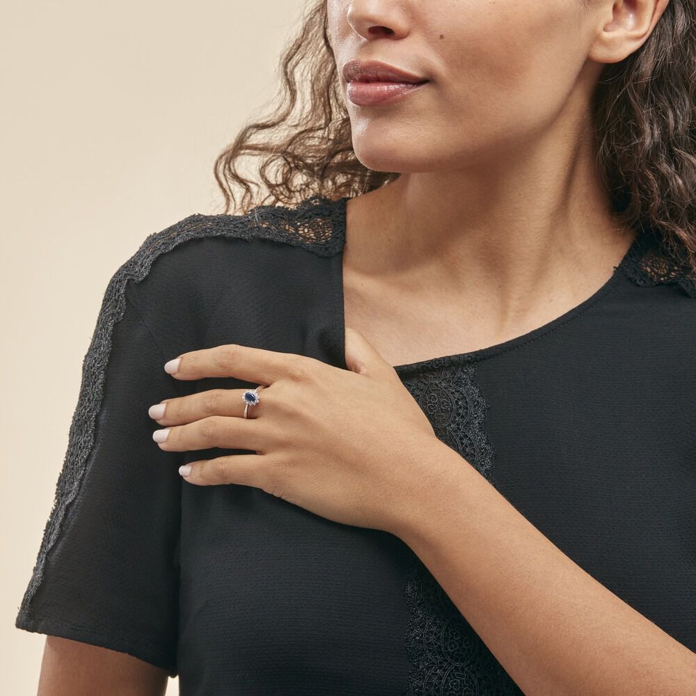 Bague Or Blanc Saphir Diamants - Solitaires Femme | Marc Orian