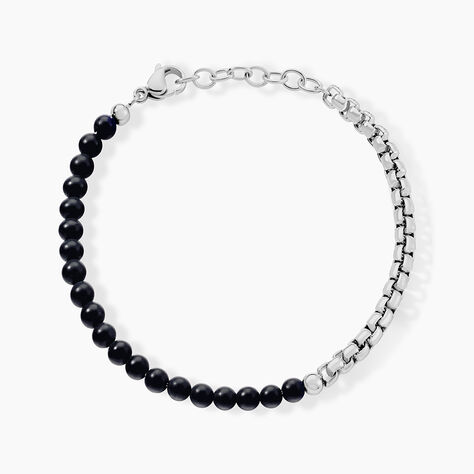 Bracelet Acier Blanc Christiano Onyx - Bracelets cha&icirc;nes Homme | Marc Orian