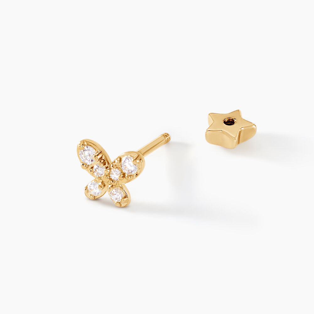 Piercing D'oreille Unitaire Papillion Or Jaune Oxyde De Zirconium - Piercing Femme | Marc Orian