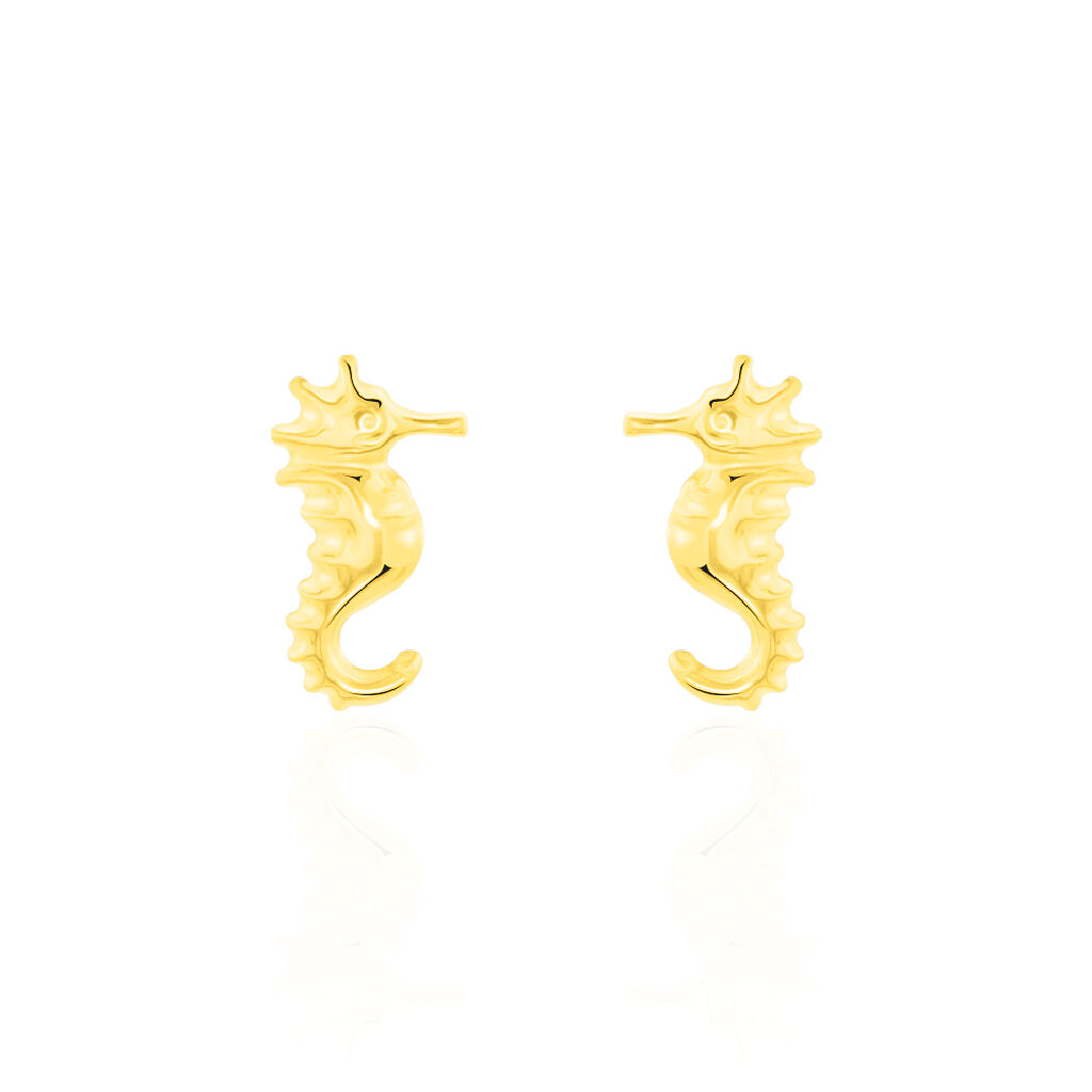Boucles D'oreilles Puces Ambrosie Hippocampe Or Jaune - Puces Femme | Marc Orian