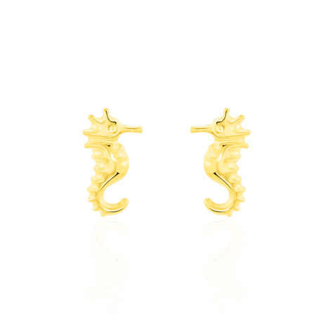 Boucles D'oreilles Puces Ambrosie Hippocampe Or Jaune - Puces Femme | Marc Orian