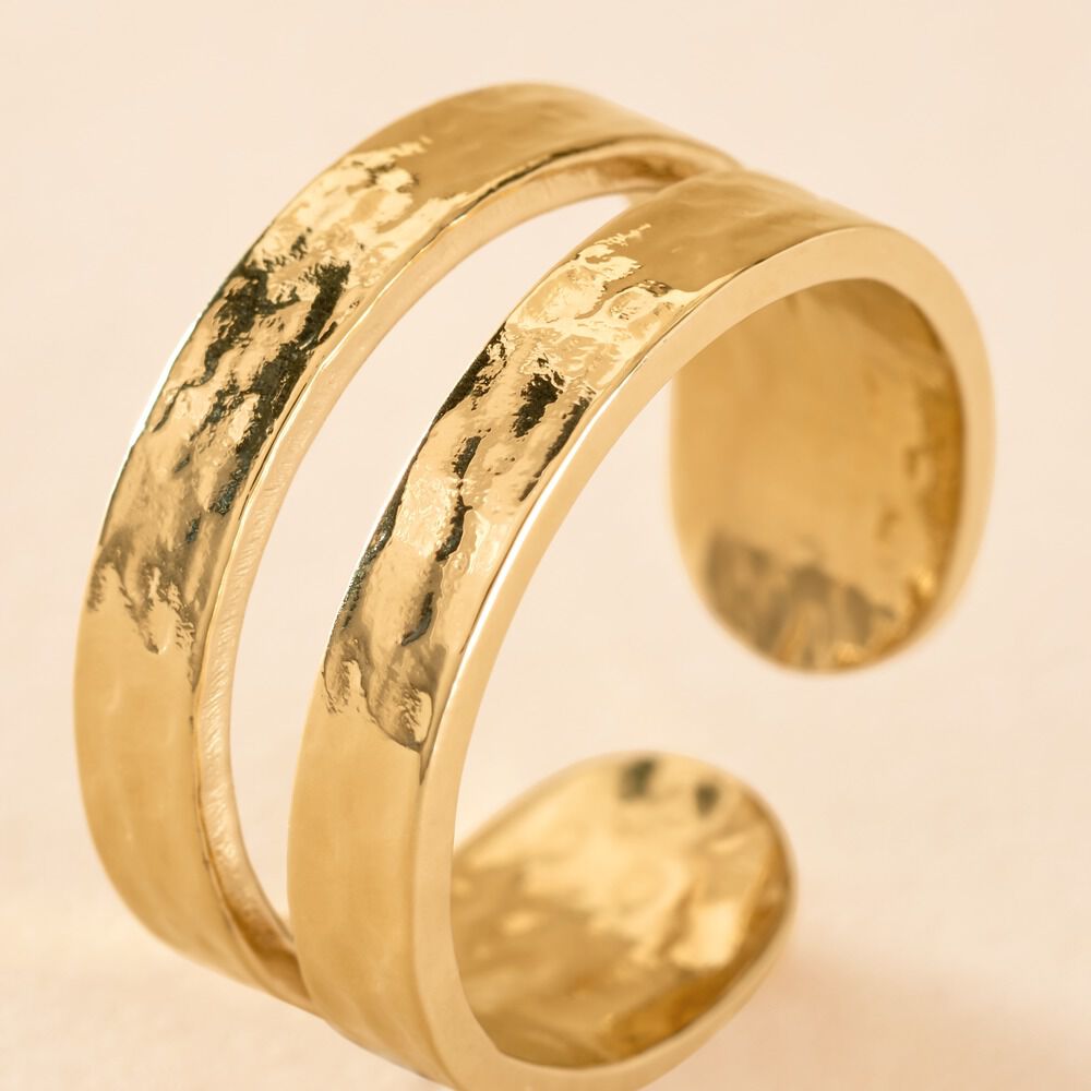 Bague Ruka Acier Jaune - Bagues dorées Femme | Marc Orian