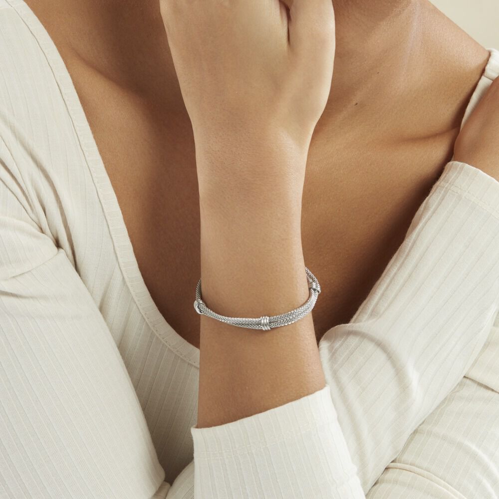 Bracelet Aleyna Maille Popcorn Acier Blanc - Bracelets chaînes Femme | Marc Orian