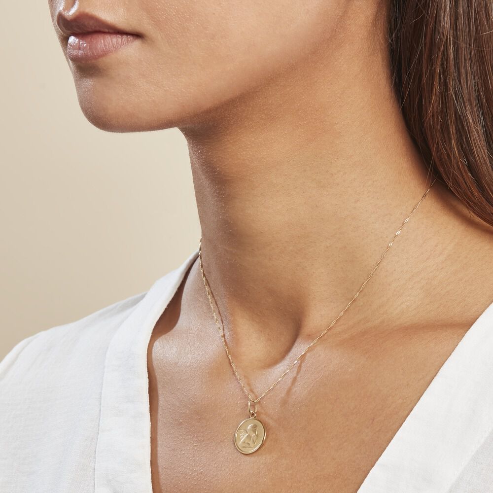 Pendentif Ange Rond Or Jaune - Médailles et médaillons Famille | Marc Orian
