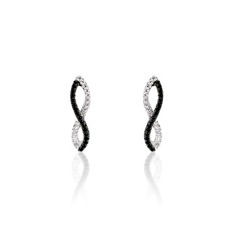 Boucles D'oreilles Argent Blanc Prudentia Oxyde De Zirconium - Puces Femme | Marc Orian