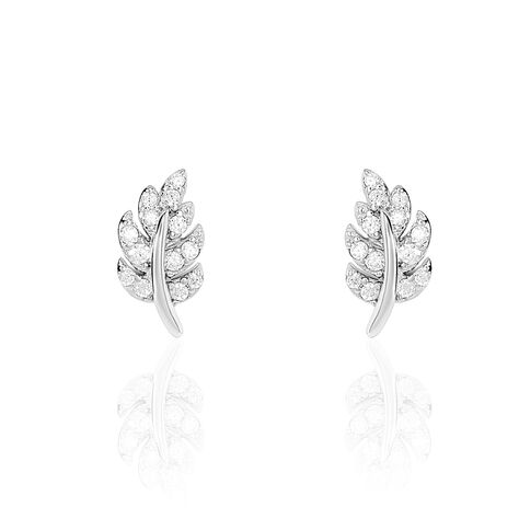 Boucles D'oreilles Puces Aleyna Argent Blanc Oxyde De Zirconium - Puces Femme | Marc Orian