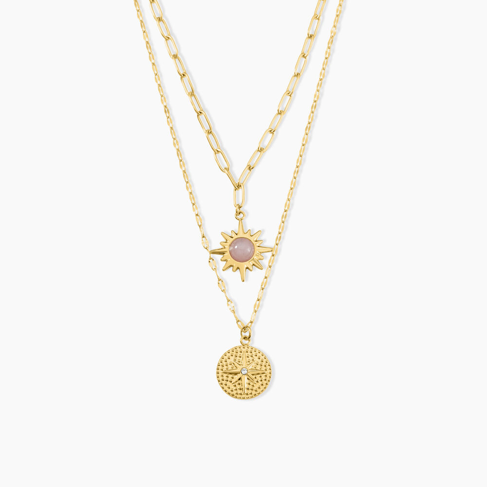 Collier Athena Acier Dor&eacute; Quartz - Colliers avec pierres Femme | Marc Orian