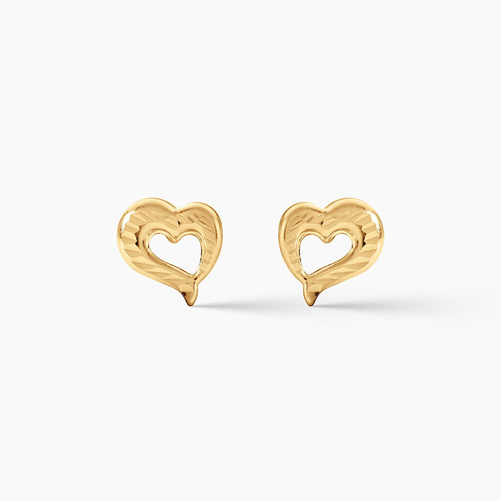 Boucles D'Oreilles Puces Anne-Maudae Coeurs Argent Dor&eacute; A L'Or 750/1000 - Puces Femme | Marc Orian