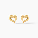 Boucles D'Oreilles Puces Anne-Maudae Coeurs Argent Dor&eacute; A L'Or 750/1000 - Puces Femme | Marc Orian