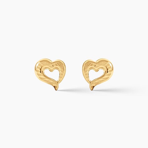 Boucles D'Oreilles Puces Anne-Maudae Coeurs Argent Dor&eacute; A L'Or 750/1000 - Puces Femme | Marc Orian