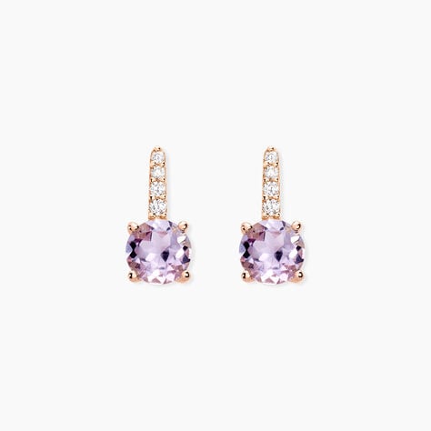Boucles D'oreilles Puces Monroe Or Rose Quartz Oxyde De Zirconium - Puces Femme | Marc Orian