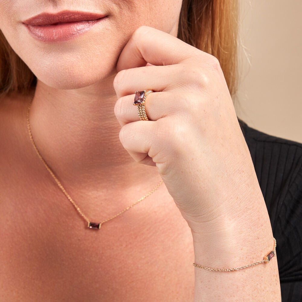 Bague Luccia Plaqu&eacute; Or Dor&eacute; Pierre D'imitation - Bagues de promesse Femme | Marc Orian