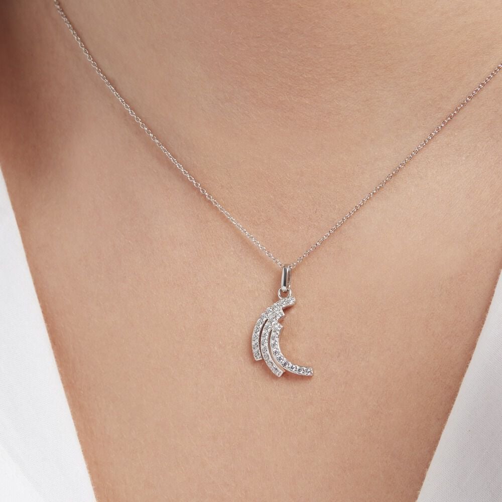 Collier Augustus Argent Blanc Oxyde De Zirconium - Colliers avec pierres Femme | Marc Orian