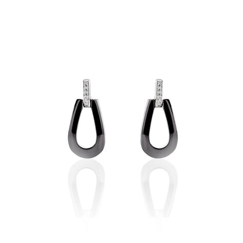 Boucles D'oreilles Pendantes Argent C&eacute;ramique Et Oxyde De Zirconium - Pendantes Femme | Marc Orian