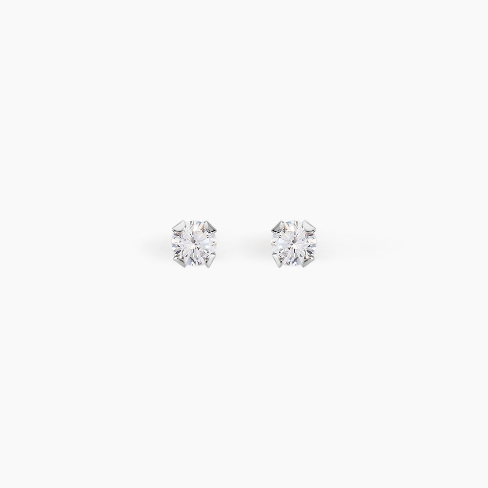 Boucles D'oreilles Puces Eddie Or Blanc Oxyde De Zirconium - Puces Femme | Marc Orian