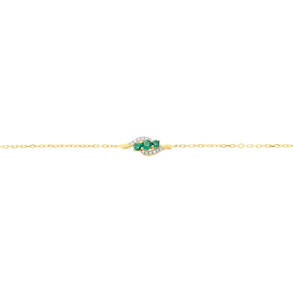 Bracelet Trinitie Or Jaune Emeraude Diamant - Bracelets chaînes Femme | Marc Orian