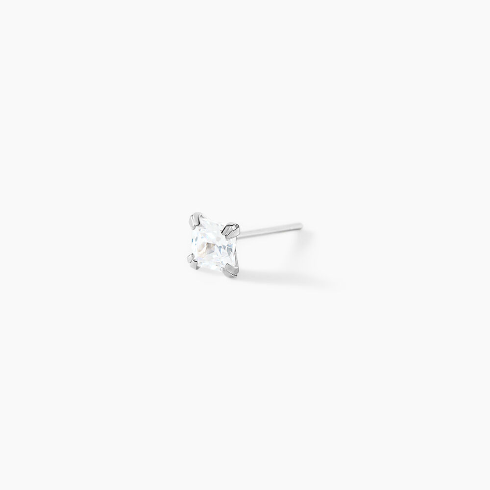 Boucles D'Oreilles Puces Iarfhlaith Or Blanc Oxyde De Zirconium - Puces Homme | Marc Orian