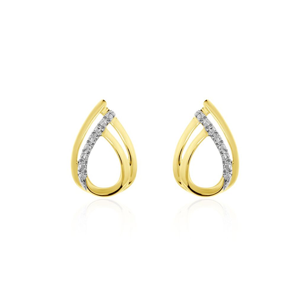 Boucles D'oreilles Puces Marilynn Or Bicolore Diamant Blanc - Boucles d'oreilles pierres précieuses Femme | Marc Orian