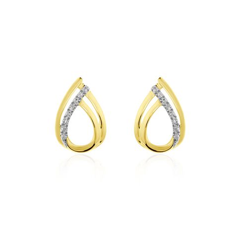 Boucles D'oreilles Puces Marilynn Or Bicolore Diamant Blanc - Boucles d'oreilles pierres précieuses Femme | Marc Orian