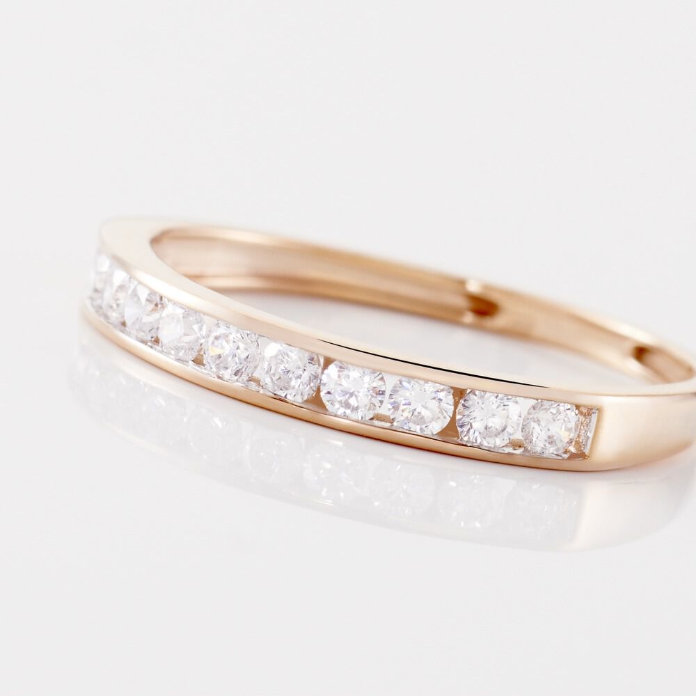 Demi Alliance Davila Or Rose Oxyde - Alliances avec pierres Femme | Marc Orian