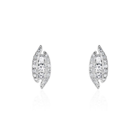 Boucles D'oreilles Puces Eternite Or Blanc Diamant - Boucles d'oreilles pierres précieuses Femme | Marc Orian