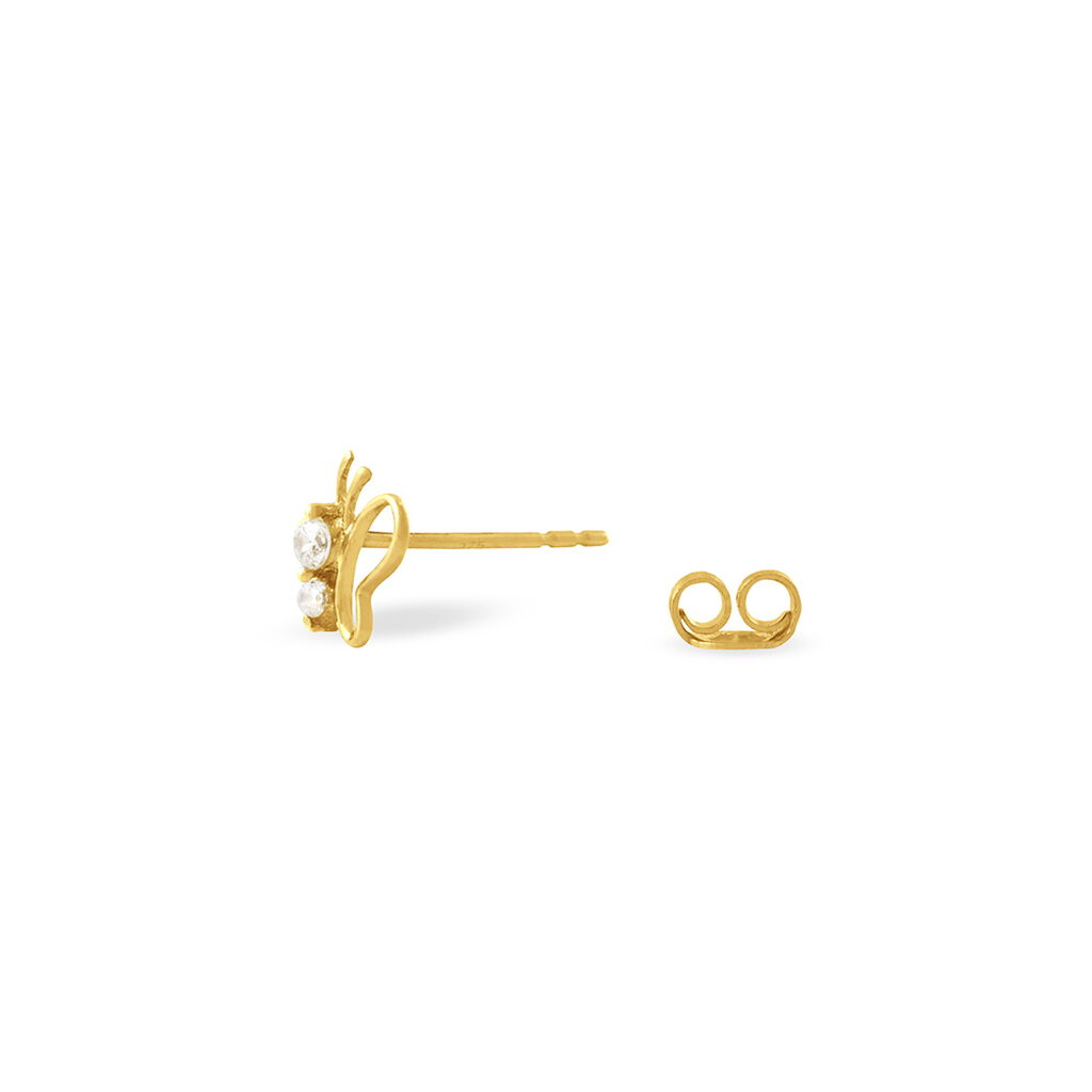 Boucles D'oreilles Puces Evaelle Papillon Or Jaune Oxyde De Zirconium - Clous d'oreilles Femme | Marc Orian