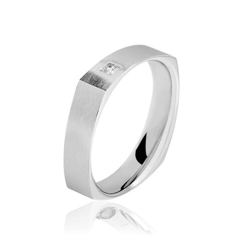 Alliance Carree Brossee Or Blanc Diamant - Alliances avec pierres Famille | Marc Orian