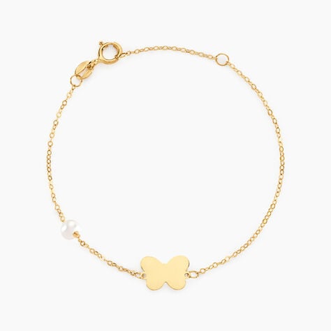 Bracelet Aurida Papillon Or Jaune Perle De Culture - Bracelets chaînes Enfant | Marc Orian