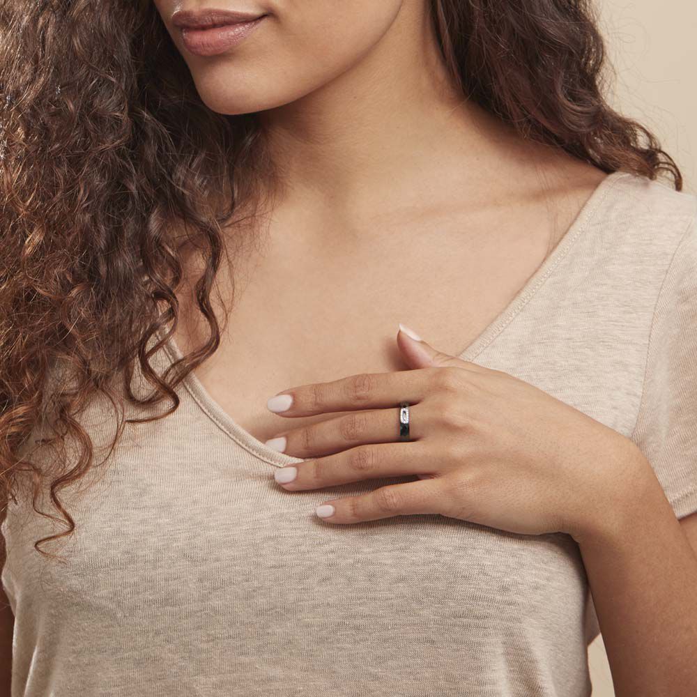 Bague Ceramik Design Argent Blanc Oxyde De Zirconium Et Céramique - Bagues avec pierre Femme | Marc Orian