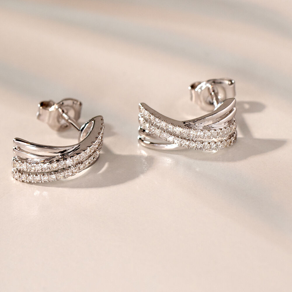 Boucles D'oreilles Puces Julianne Or Blanc Diamant - Puces Femme | Marc Orian