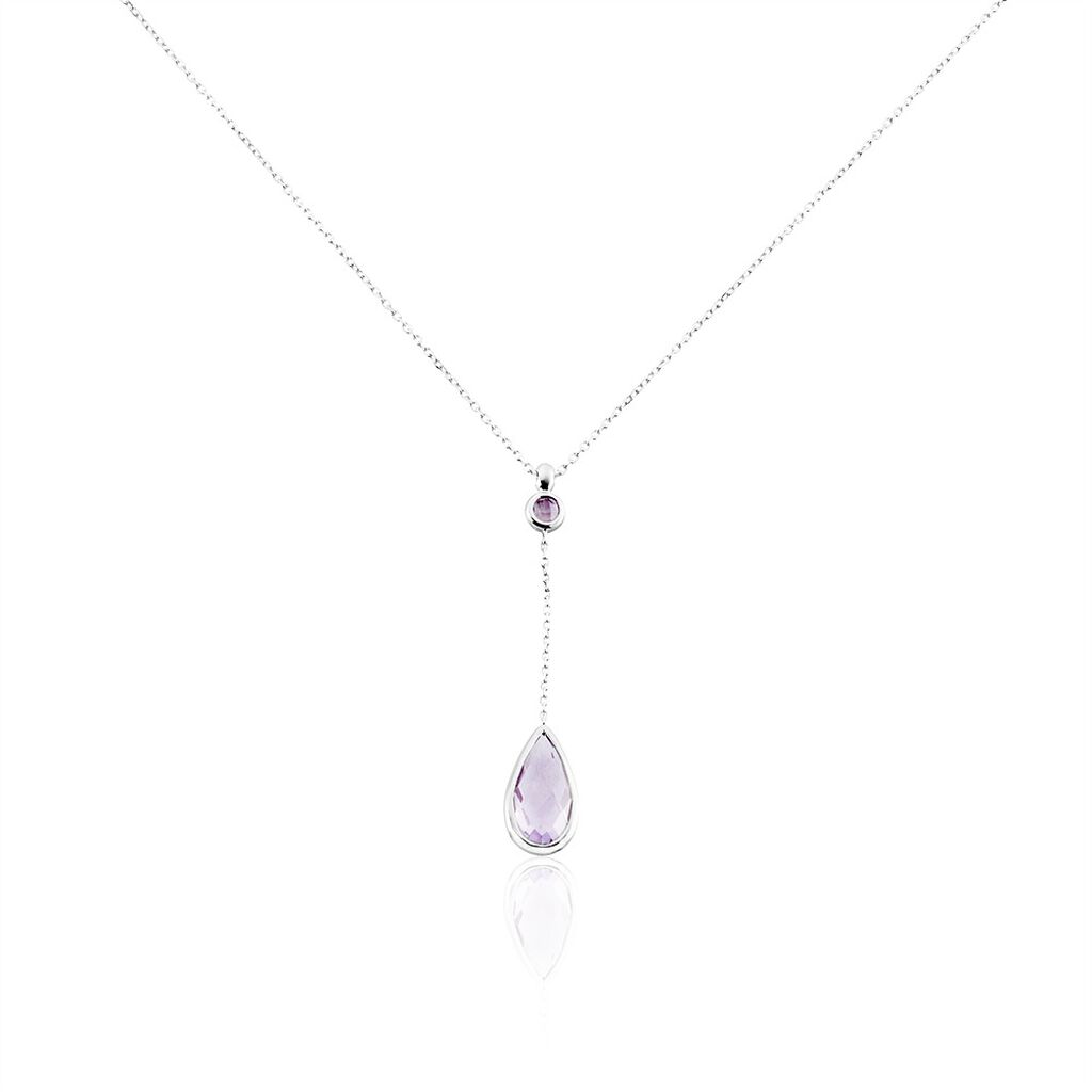 Collier Dennis Or Blanc Amethyste - Colliers avec pierres Femme | Marc Orian