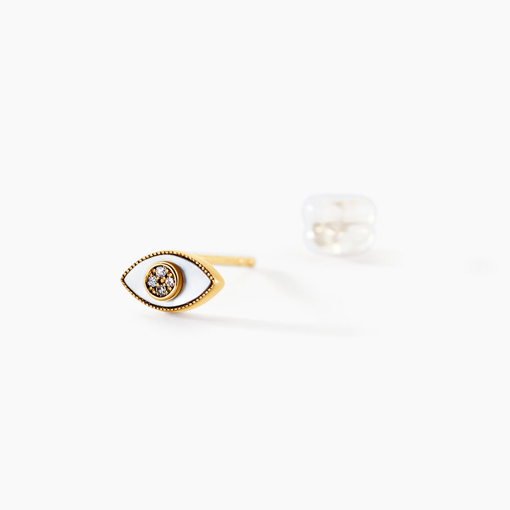 Boucles D'oreilles Puces Matiasma Or Jaune Nacre Diamant - Puces Femme | Marc Orian