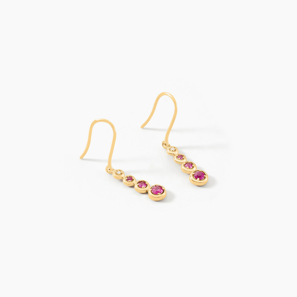 Boucles D'oreilles Pendantes Josephine Or Jaune Rubis - Pendantes Femme | Marc Orian