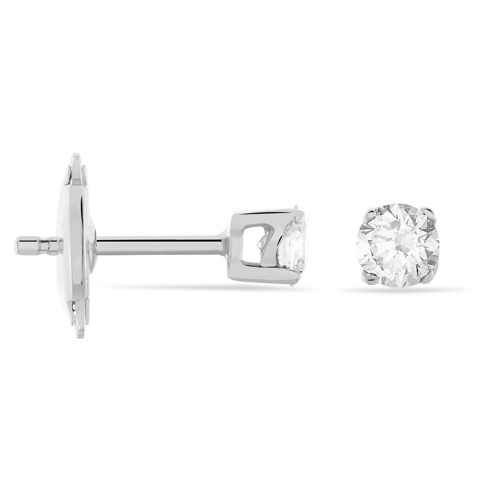 Boucles D'oreilles Or Blanc Victoria Puces Diamants - Puces Femme | Marc Orian