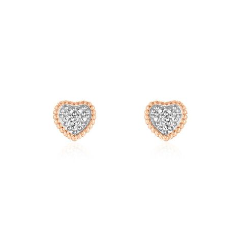 Boucles D'oreilles Puces Mon 1er Diamant Or Rose Diamant - Boucles d'oreilles pierres précieuses Femme | Marc Orian