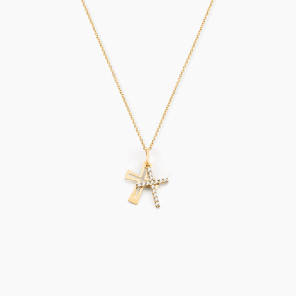 Pendentif Canice Croix Or Jaune Oxyde De Zirconium - Pendentifs Famille | Marc Orian