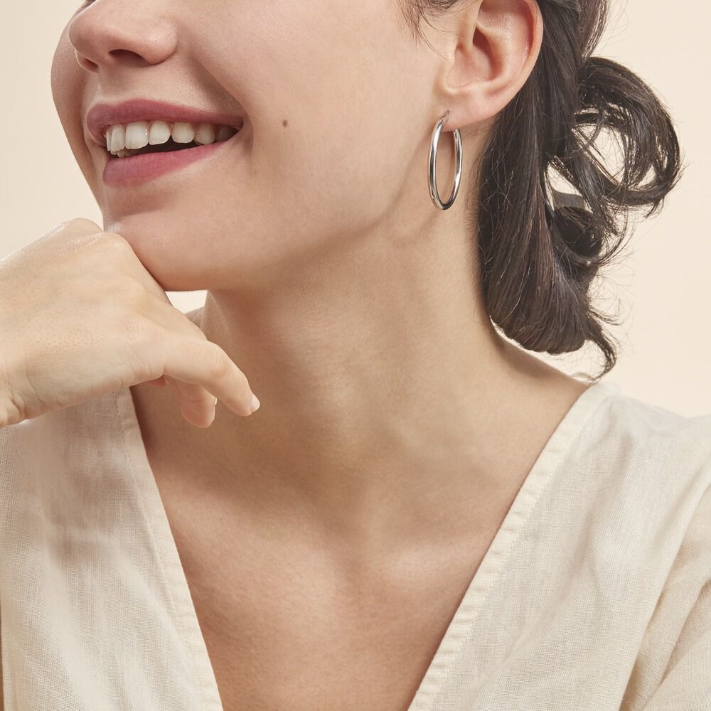 Créoles Argent Blanc Anne - Créoles Femme | Marc Orian
