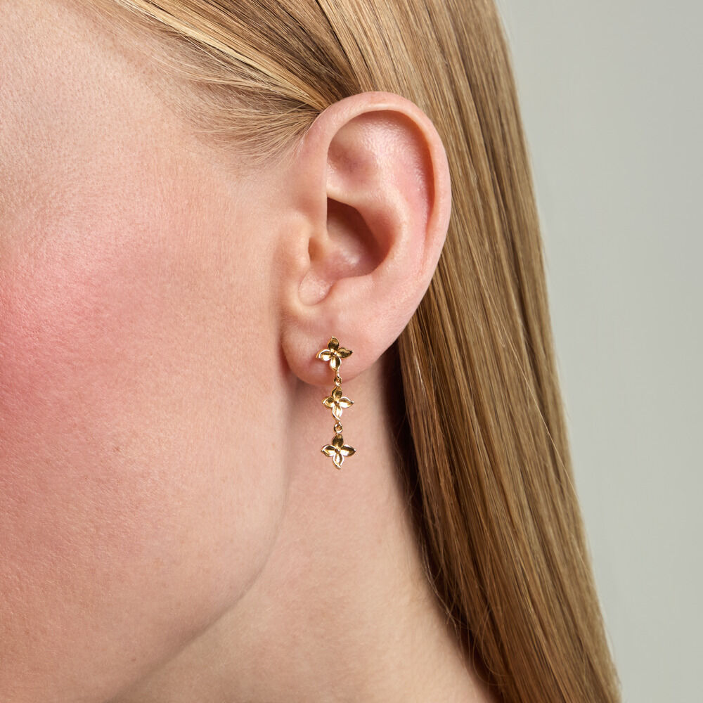 Boucles D'Oreilles Pendantes Monika Argent Dor&eacute; A L'Or 750/1000 - Pendantes Femme | Marc Orian