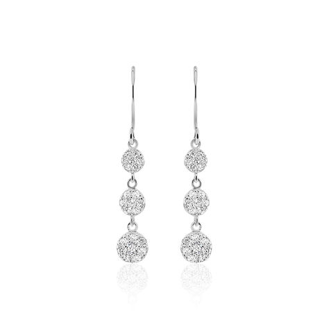 Boucles D'oreilles Pendantes Sandra Argent Blanc Oxyde De Zirconium - Pendantes Femme | Marc Orian