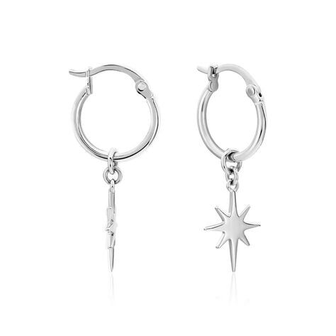 Cr&eacute;oles Pearce Argent Blanc - Cr&eacute;oles Femme | Marc Orian