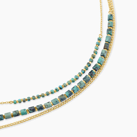 Collier Acier Doré Jaspe Africain - Colliers avec pierres Femme | Marc Orian