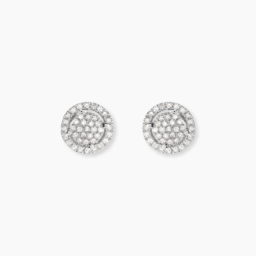 Boucles D'oreilles Puces Soleil D'hiver Or Blanc Diamant - Puces Femme | Marc Orian