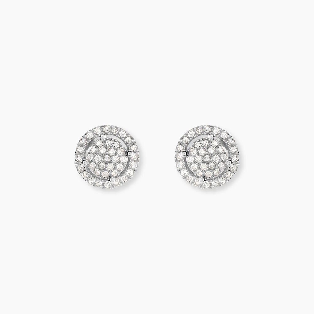 Boucles D'oreilles Puces Soleil D'hiver Or Blanc Diamant - Puces Femme | Marc Orian