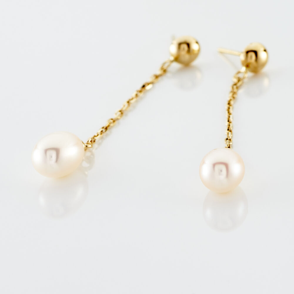 Boucles D'oreilles Pendantes Adriette Or Jaune Perle De Culture - Pendantes Femme | Marc Orian