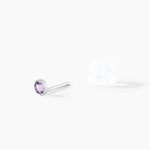Boucles D'oreilles Puces Edy Serti Clos Or Blanc Amethyste - Puces Femme | Marc Orian
