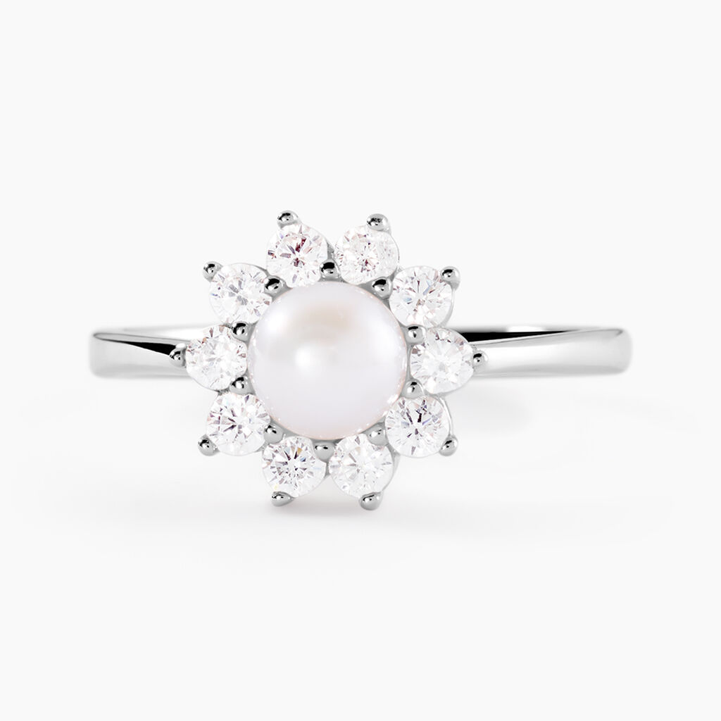 Bague Argent Blanc Cheri Perle De Culture Oxydes De Zirconium - Bijoux fantaisie Femme | Marc Orian