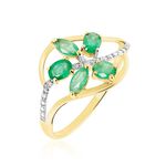 Bague Orchidee Or Jaune Emeraude Diamant - Bagues vintage Femme | Marc Orian