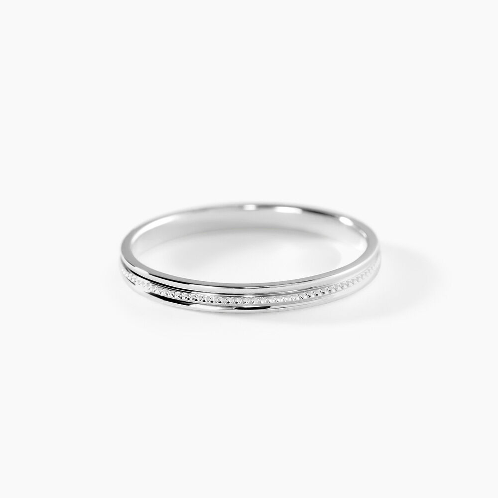 Alliance Perlee Ruban Plat Or Blanc - Alliances duo Unisex | Marc Orian